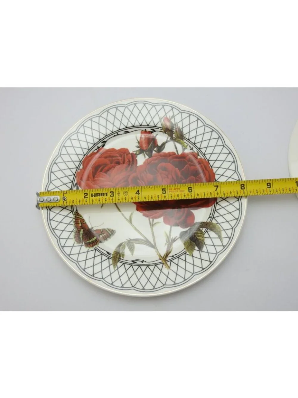 2 New Gothic Red Rose Butterfly Dinner Plates 8